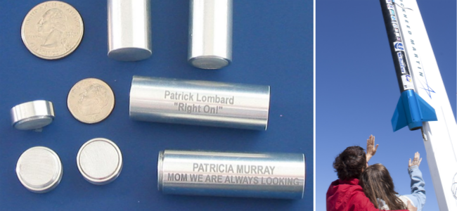 (왼쪽부터) DNA를 담는 캡슐, 우주선을 배웅하는 사람들