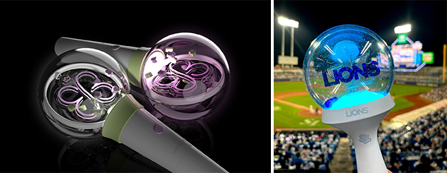 (왼쪽부터) 배우 박은빈 응원봉, 삼성 라이온즈 응원봉 / 출처 : 나무엑터스, 인스타그램 @samsunglions_baseballclub